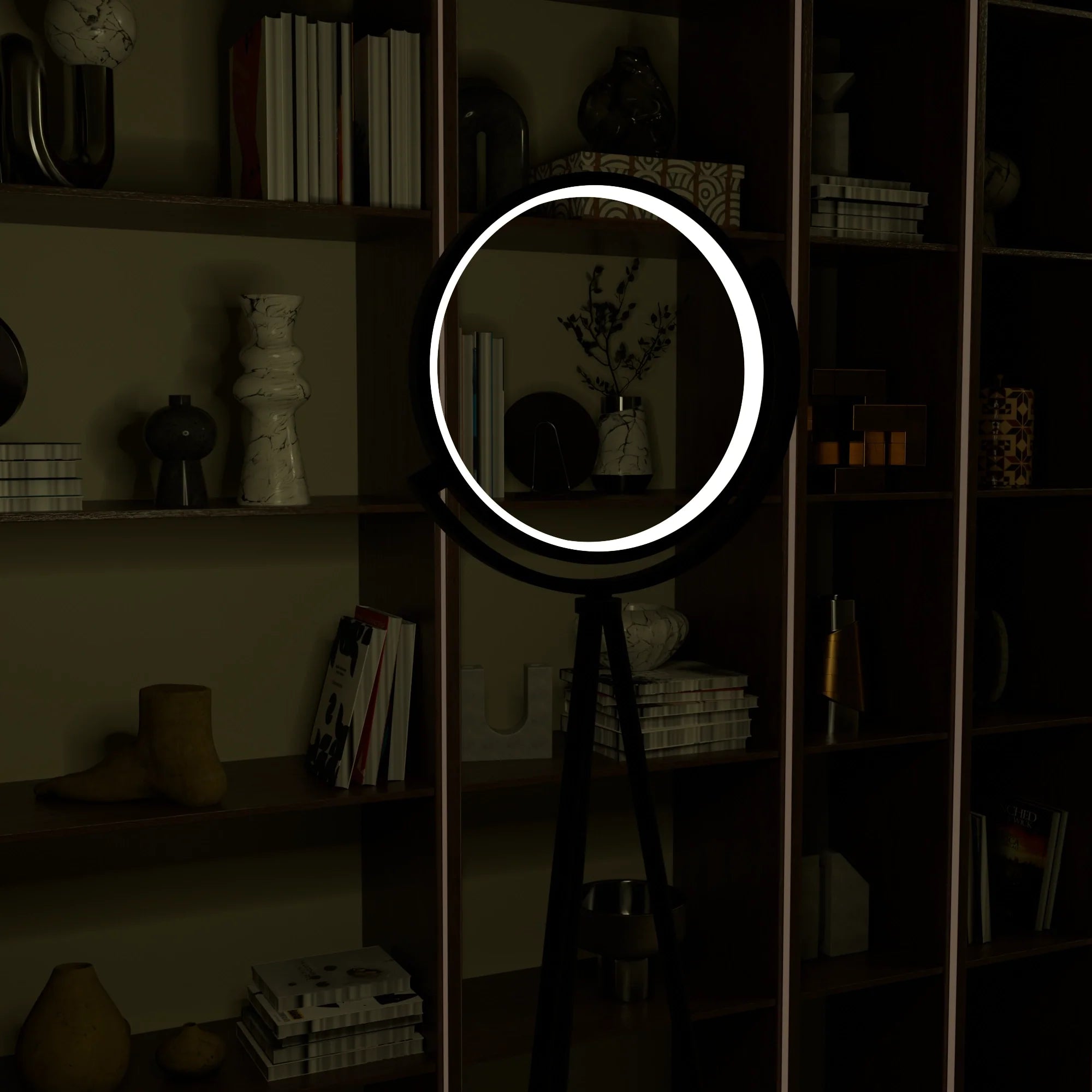 Modern White Halo Arc Floor Lamp for Living Room or Office Decor