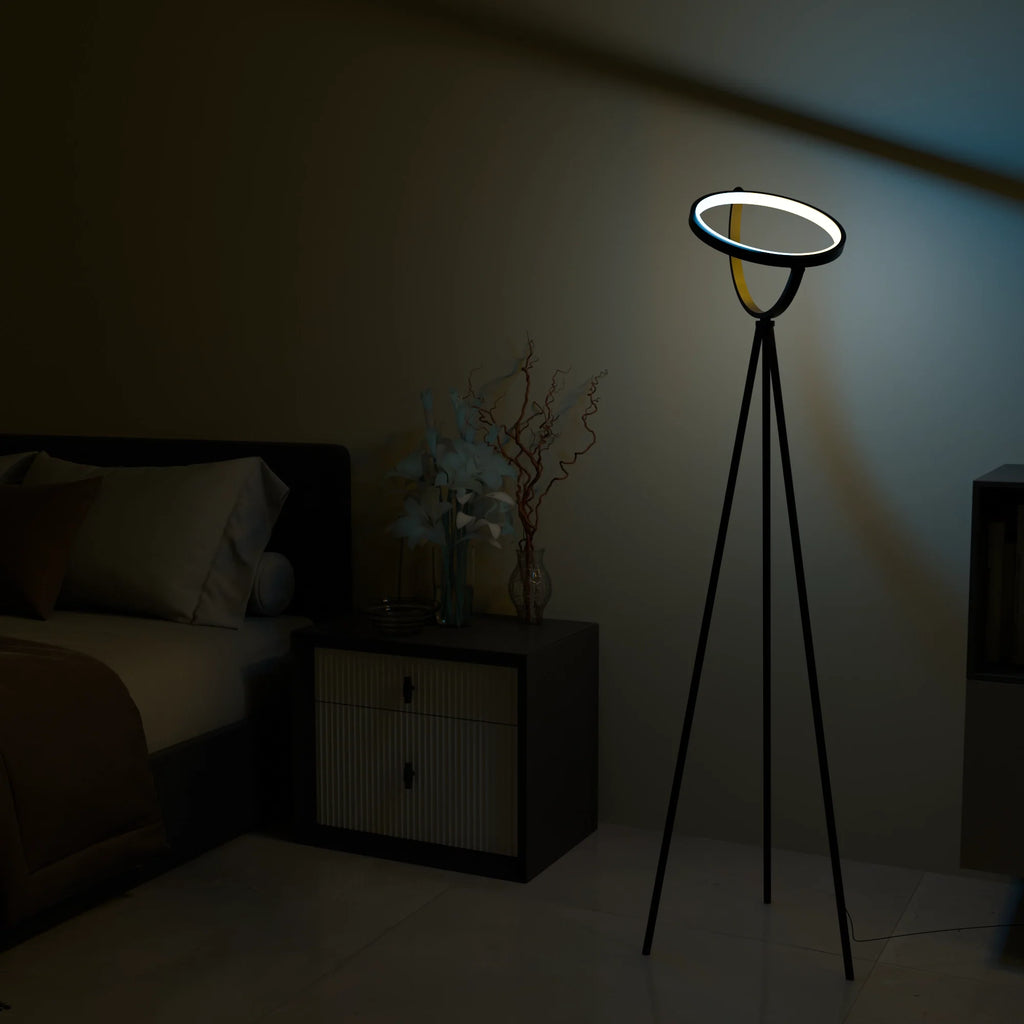 Modern White Halo Arc Floor Lamp for Living Room or Office Decor