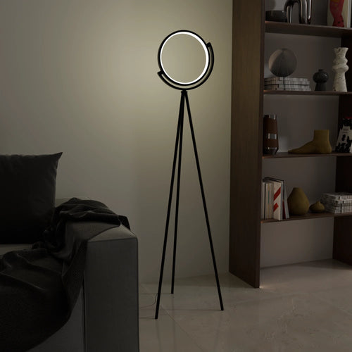 Contemporary Stylish White Metal Halo Floor Lamp for Living Room Decor