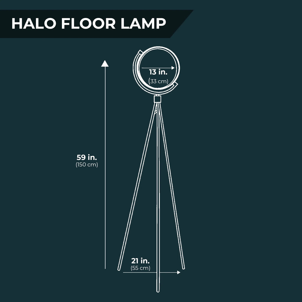 Modern White Halo Arc Floor Lamp for Living Room or Office Decor