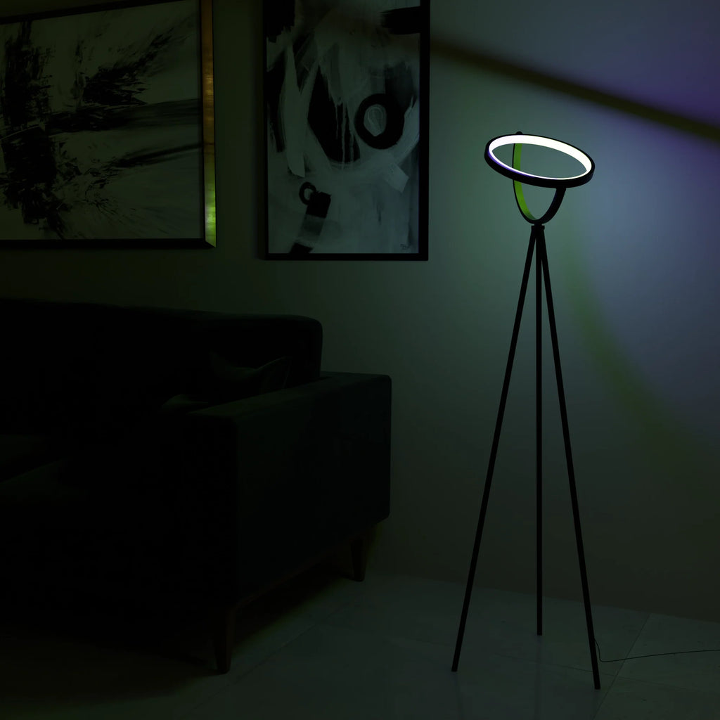 Modern White Halo Arc Floor Lamp for Living Room or Office Decor