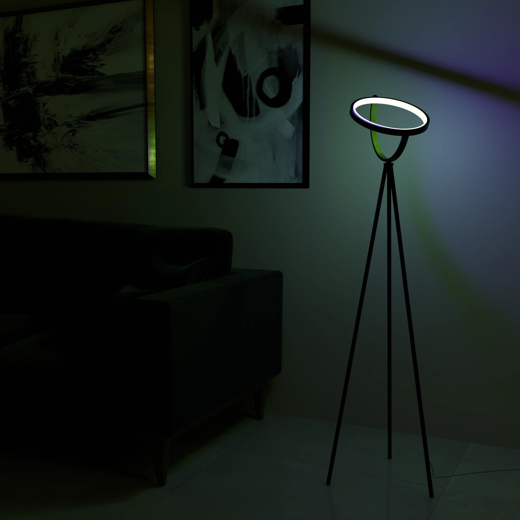 Modern White Halo Arc Floor Lamp for Living Room or Office Decor