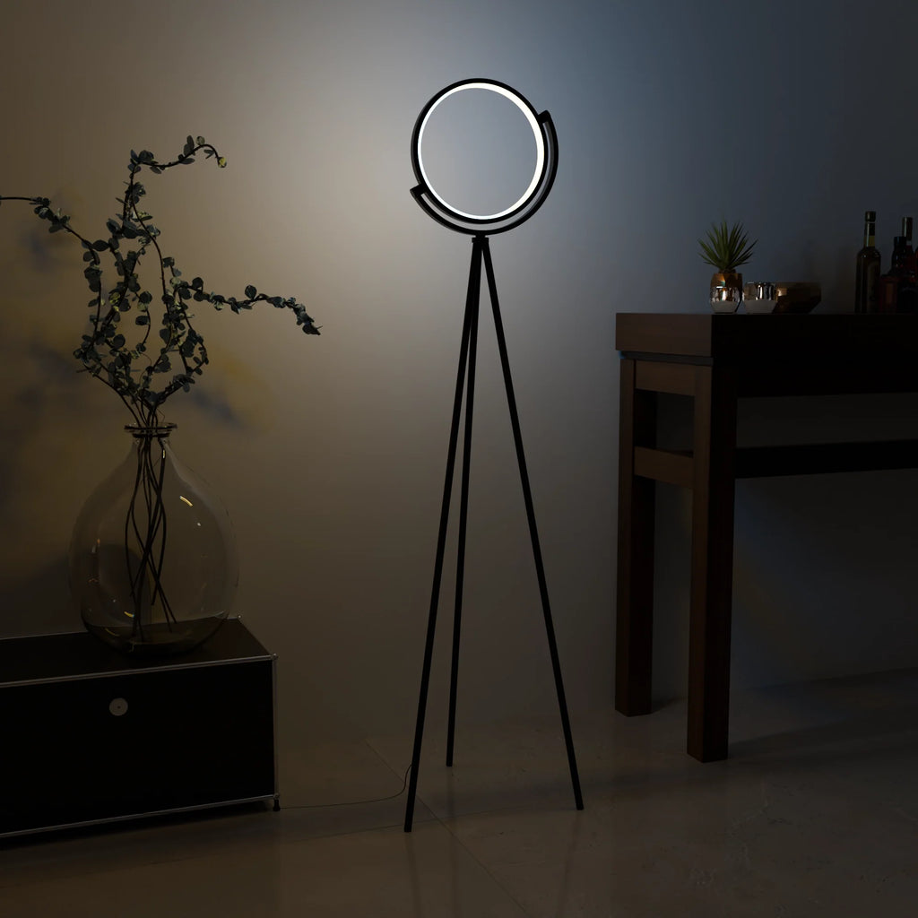 Contemporary Stylish White Metal Halo Floor Lamp for Living Room Decor