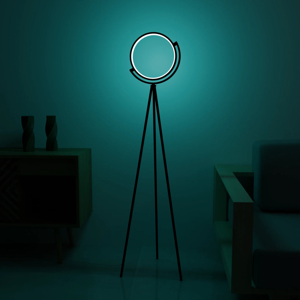 Modern White Halo Arc Floor Lamp for Living Room or Office Decor