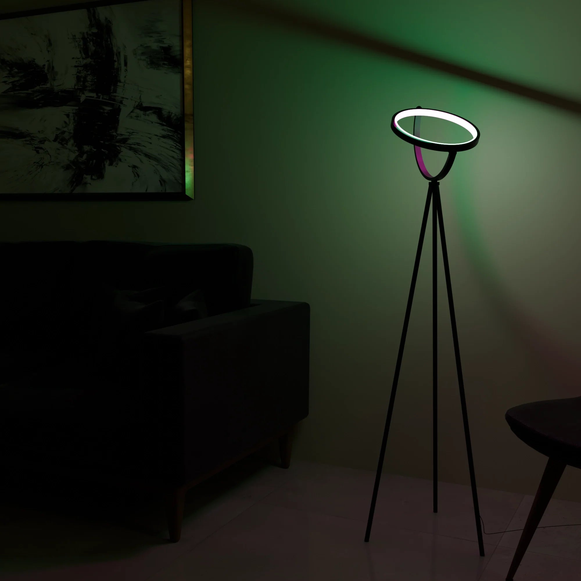 Modern White Halo Arc Floor Lamp for Living Room or Office Decor