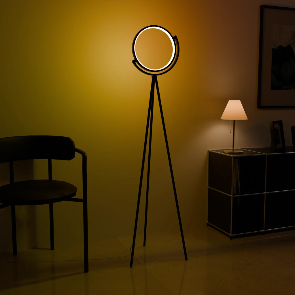 Modern White Halo Arc Floor Lamp for Living Room or Office Decor