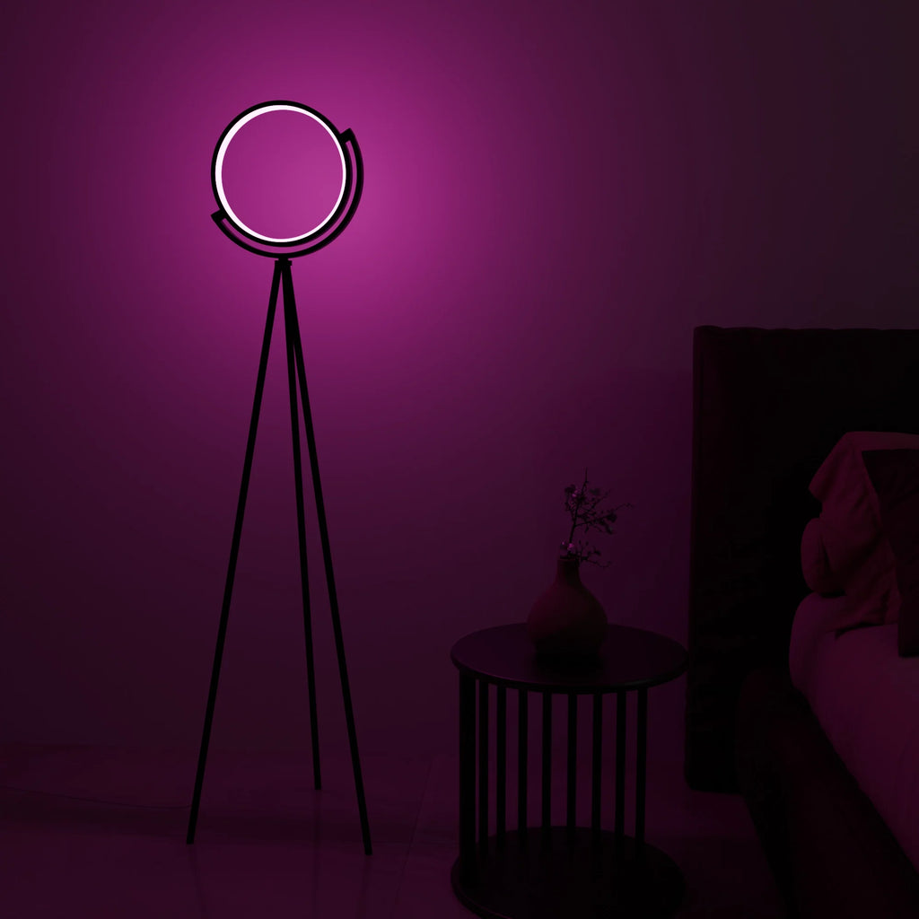 Modern White Halo Arc Floor Lamp for Living Room or Office Decor