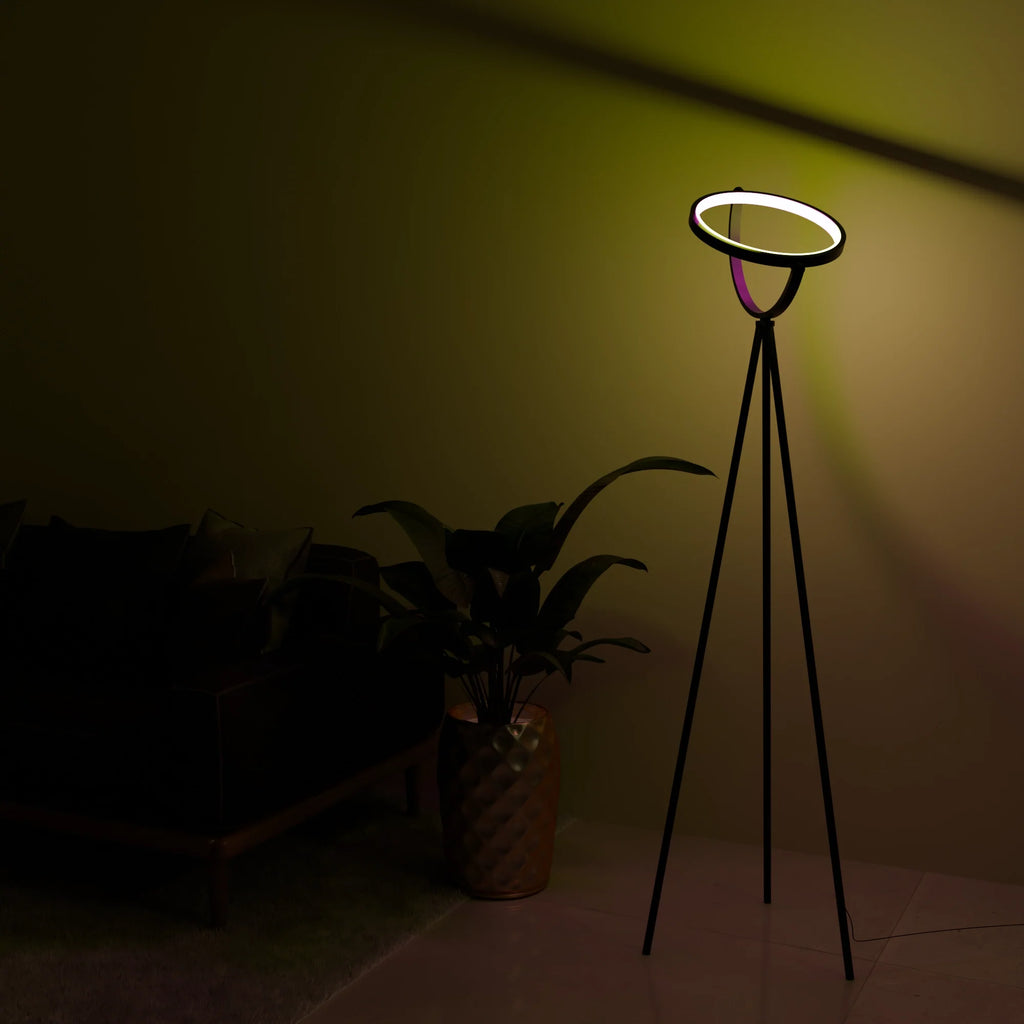 Modern White Halo Arc Floor Lamp for Living Room or Office Decor
