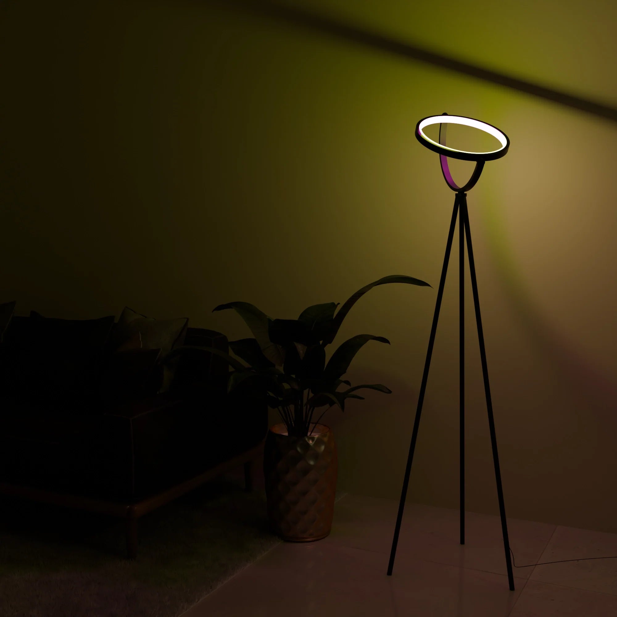 Modern White Halo Arc Floor Lamp for Living Room or Office Decor