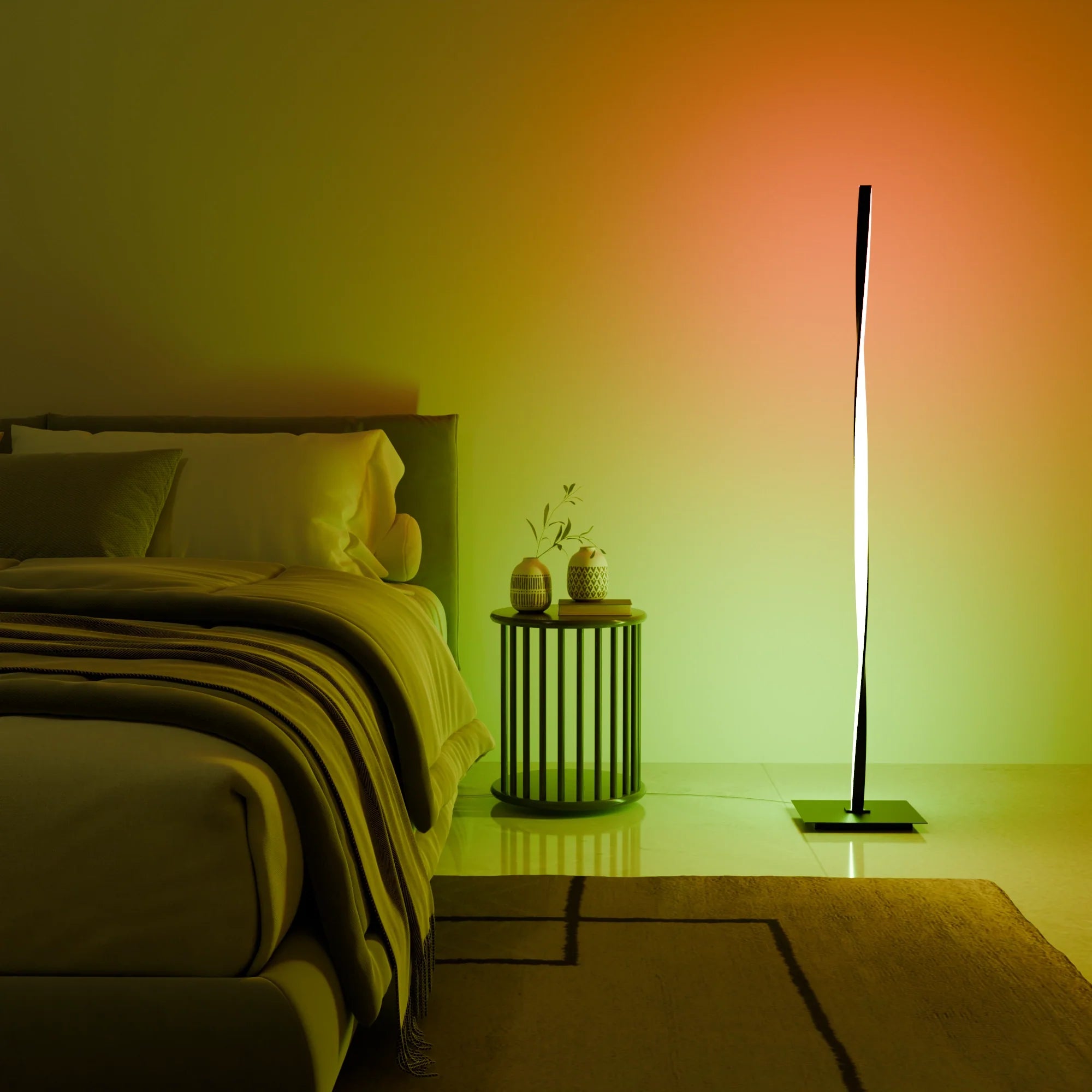 Modern Black Helix Floor Lamp in Metal for Living Room or Bedroom