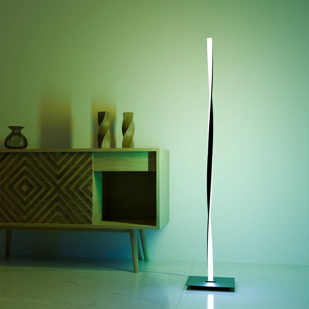 Modern Black Helix Floor Lamp in Metal for Living Room or Bedroom