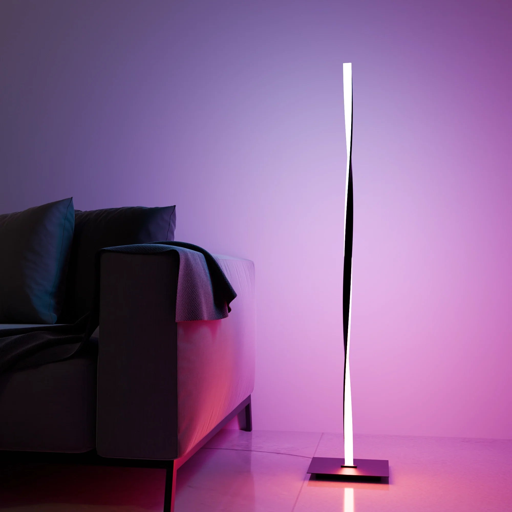 Modern Black Helix Floor Lamp in Metal for Living Room or Bedroom