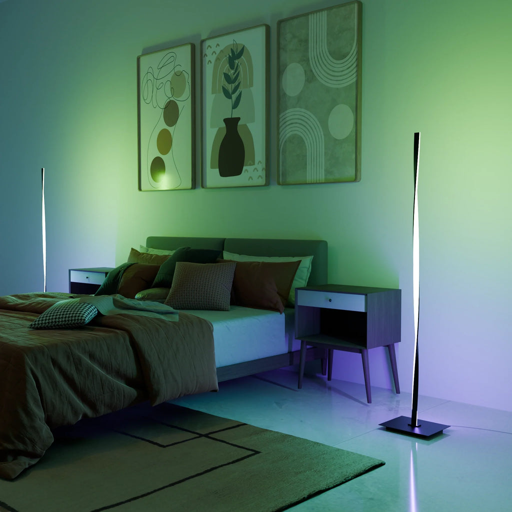 Modern Black Helix Floor Lamp in Metal for Living Room or Bedroom