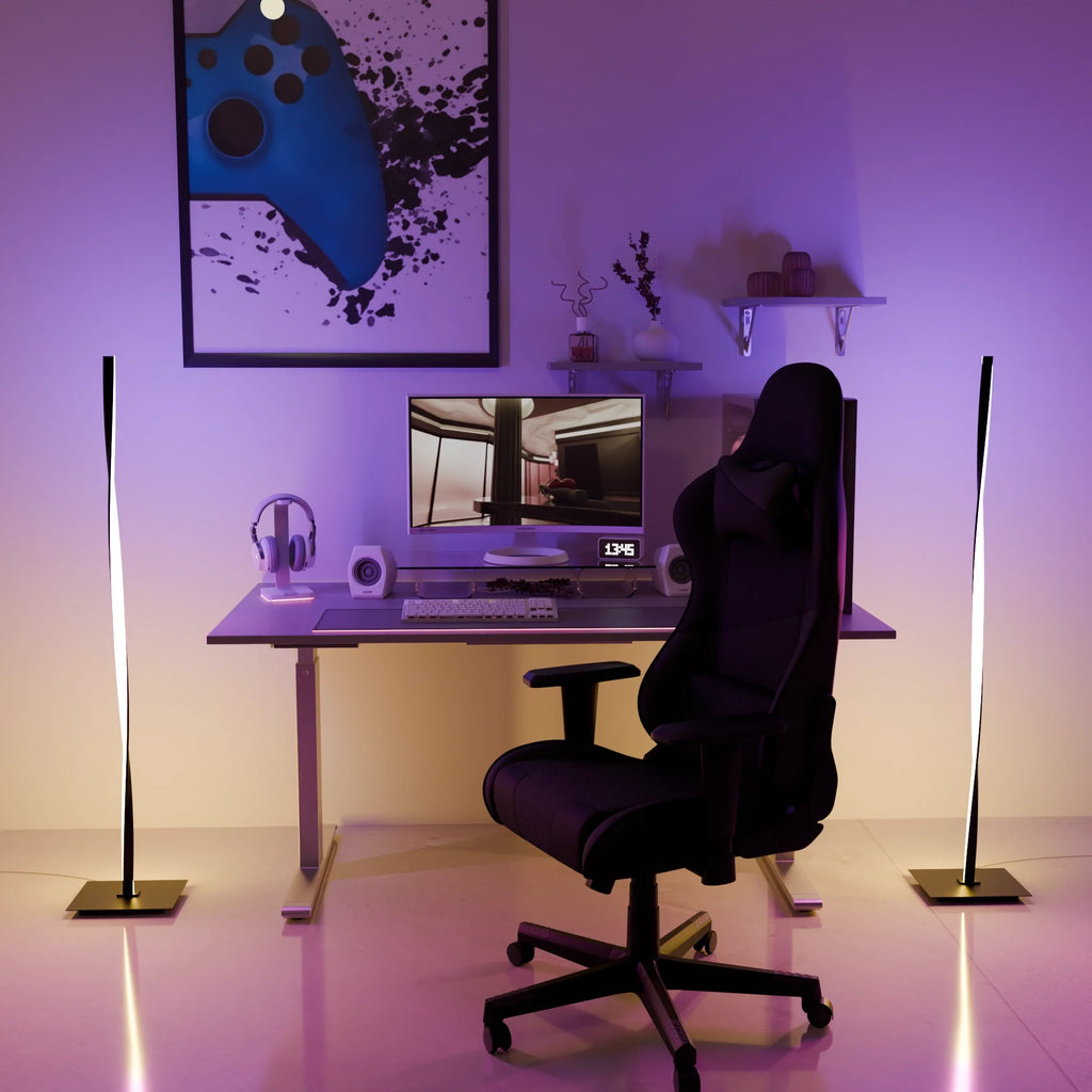 Modern Black Helix Floor Lamp in Metal for Living Room or Bedroom