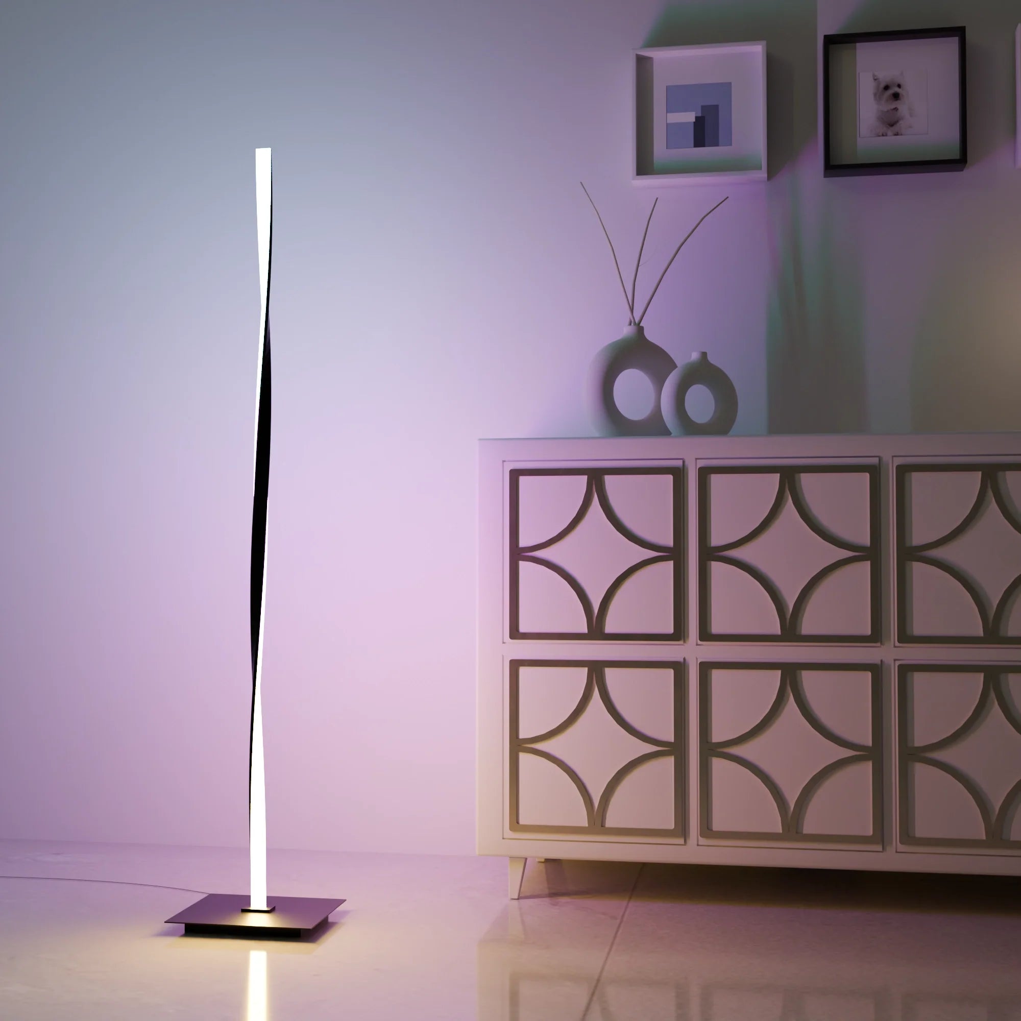 Modern Black Helix Floor Lamp in Metal for Living Room or Bedroom