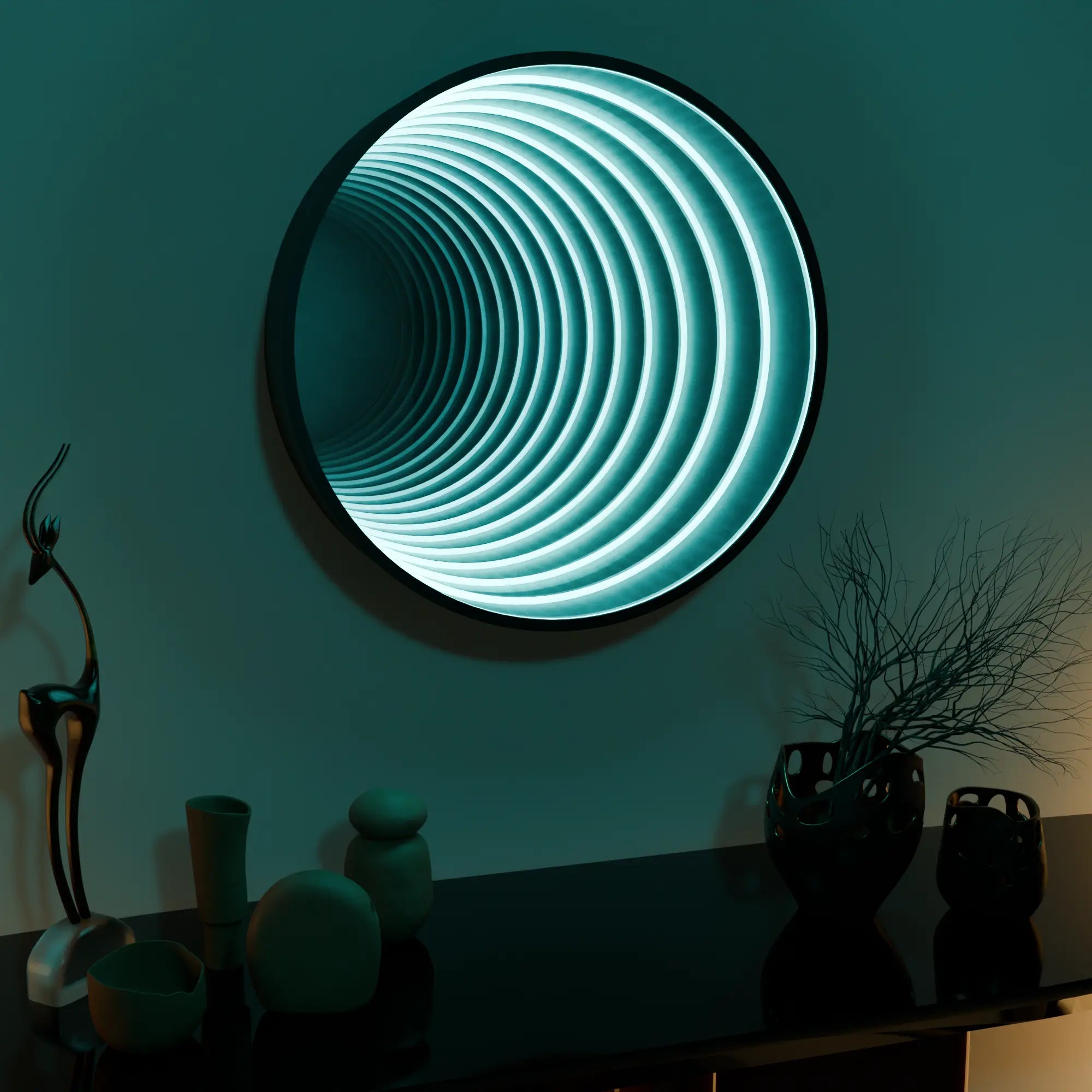 Stylish Infinity 360 LED Mirror with Silver Finish for Home Decor