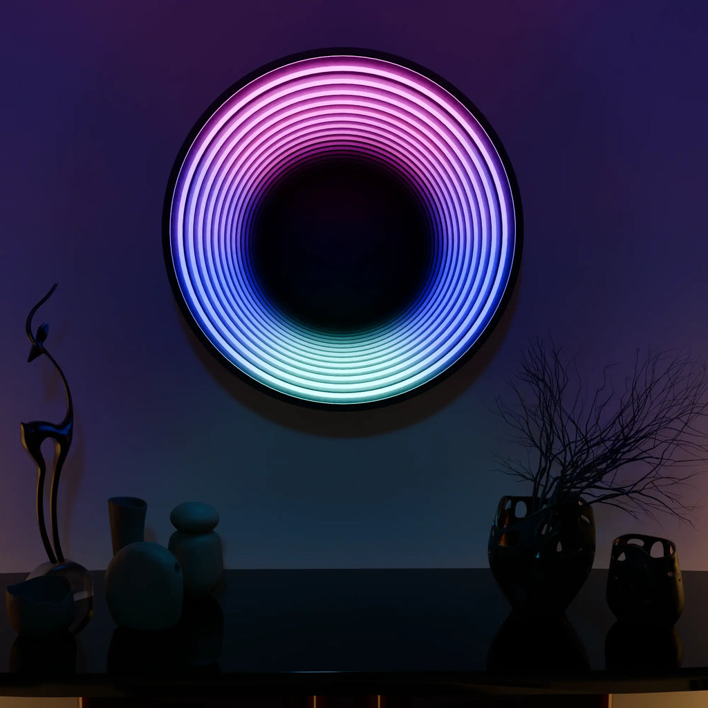 Modern Round Infinity 360 Mirror with LED Lights for Stylish Home Decor