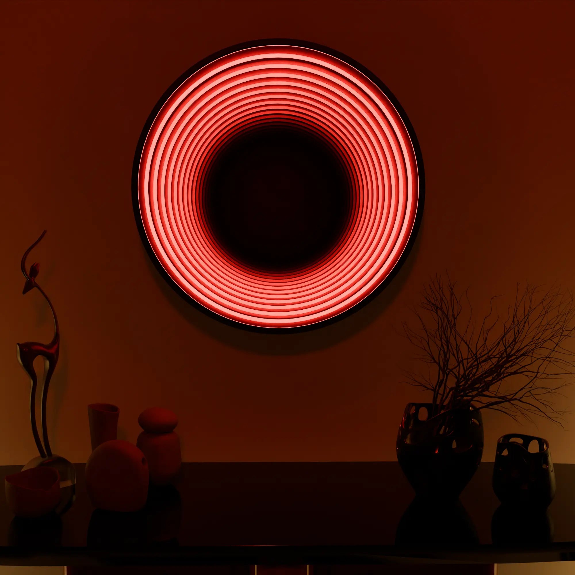 Stylish Infinity 360 LED Mirror with Silver Finish for Home Decor