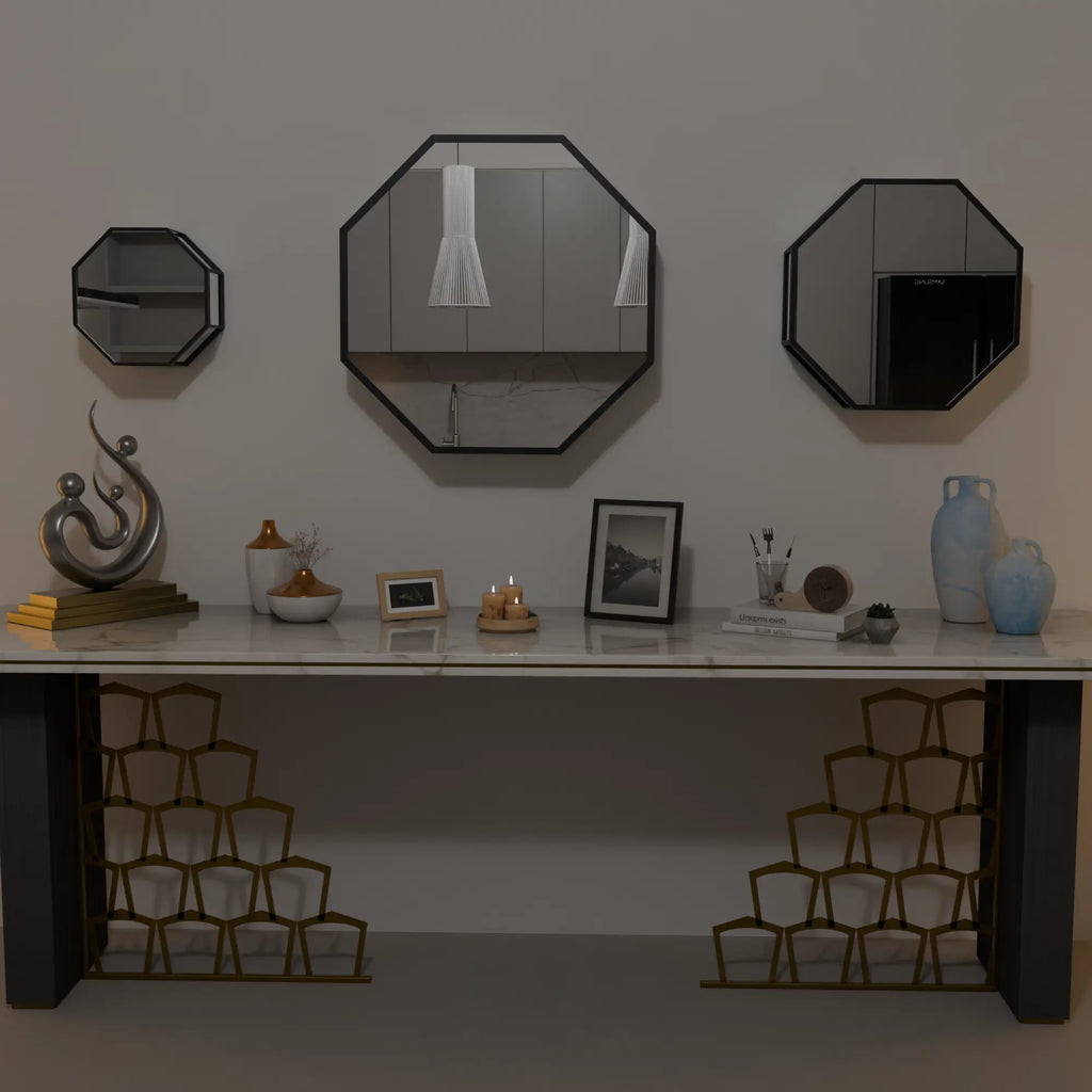 Modern Infinity OctaMirror - Elegant Wall Mirror in Silver for Living Room