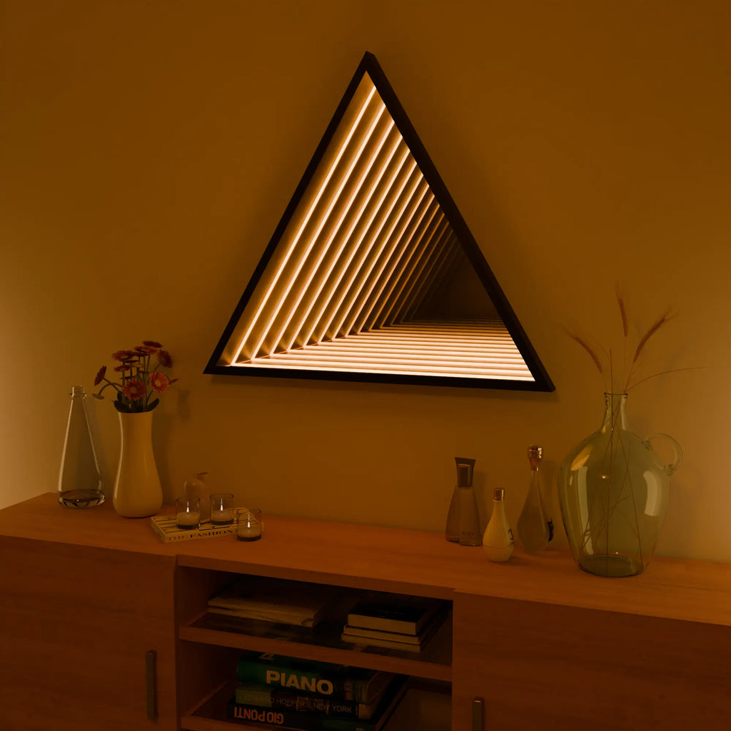Elegant Infinity TriMirror with Silver Frame for Home Entryway Decor