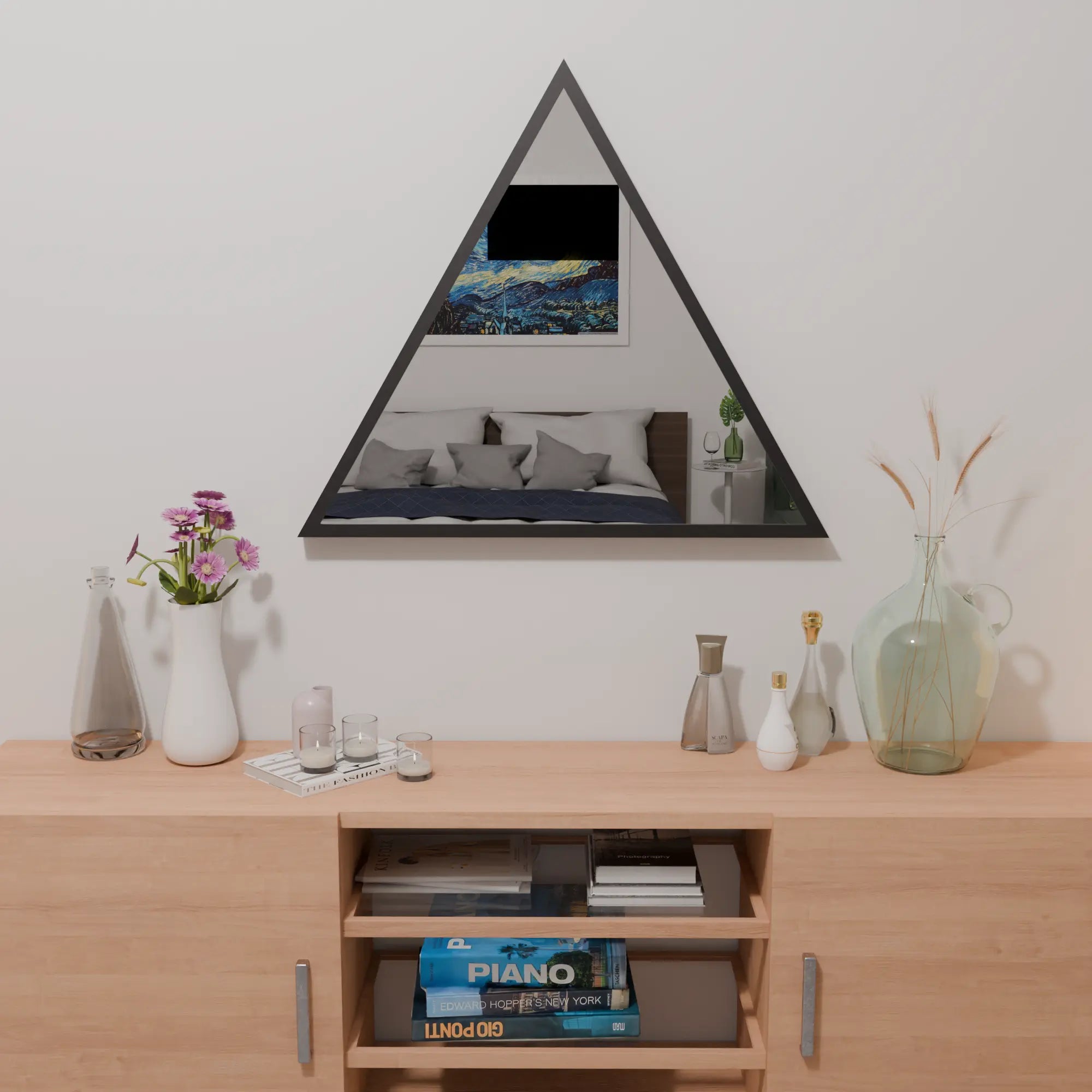 Contemporary Silver Infinity TriMirror Wall Decoration for Living Room