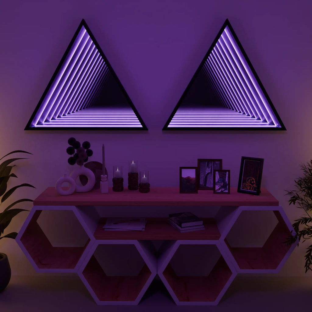 Elegant Infinity TriMirror with Silver Frame for Home Entryway Decor