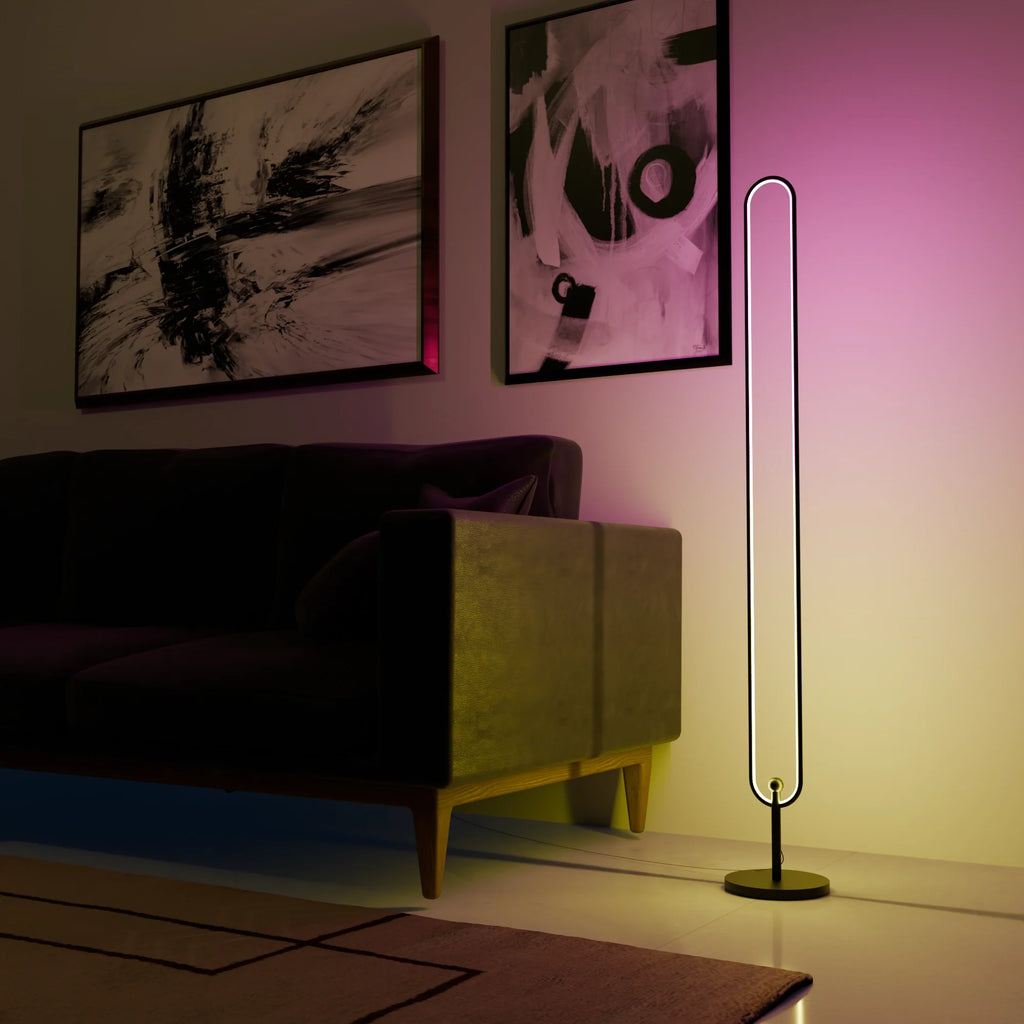 Stylish Modern White LED Infinity Floor Lamp for Living Room Decor