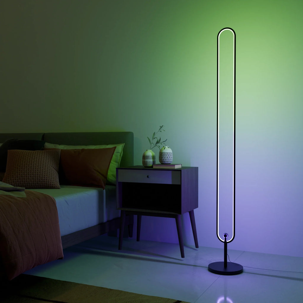 Modern Slim Black Infinity Floor Lamp for Living Room or Office Decor