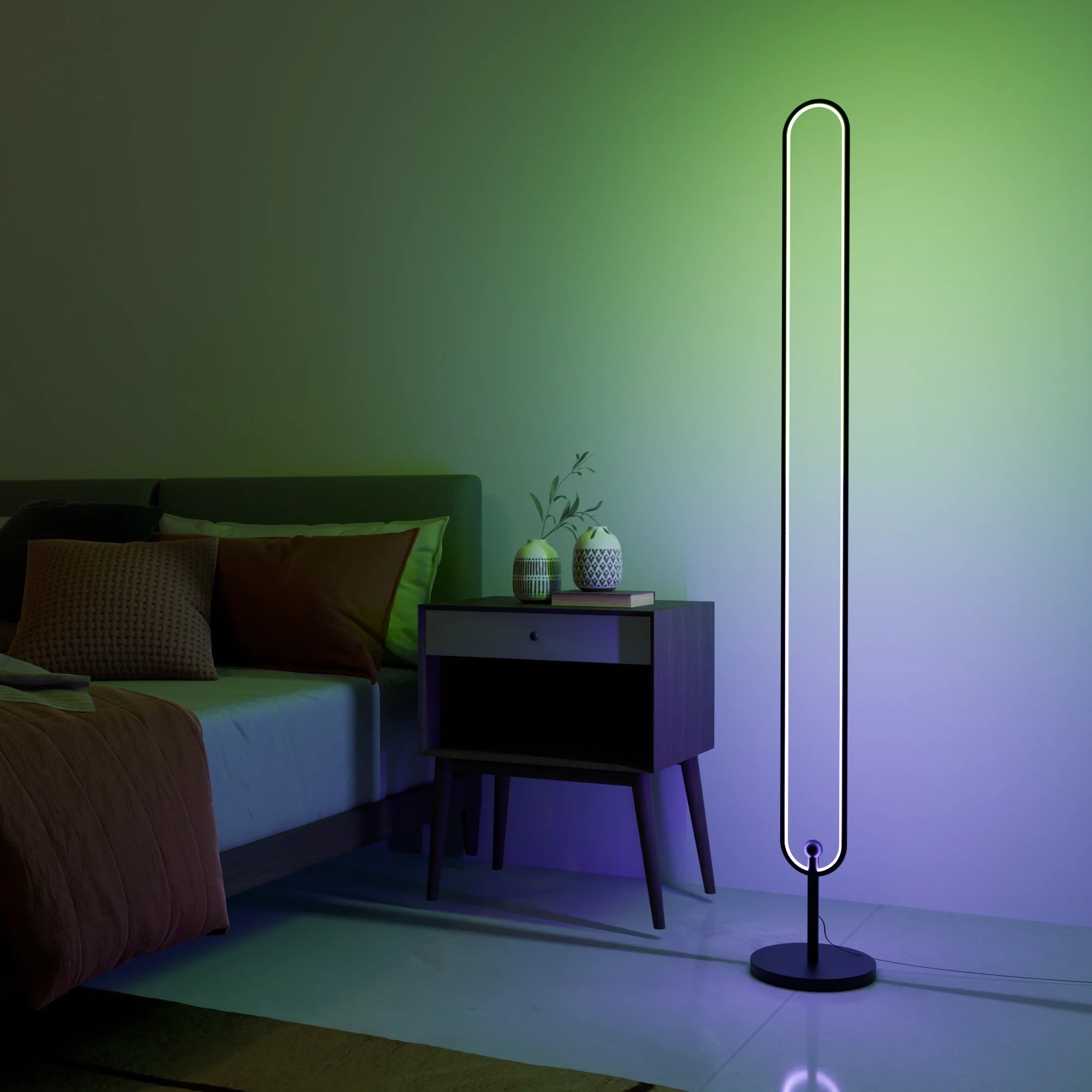 Modern Slim Black Infinity Floor Lamp for Living Room or Office Decor