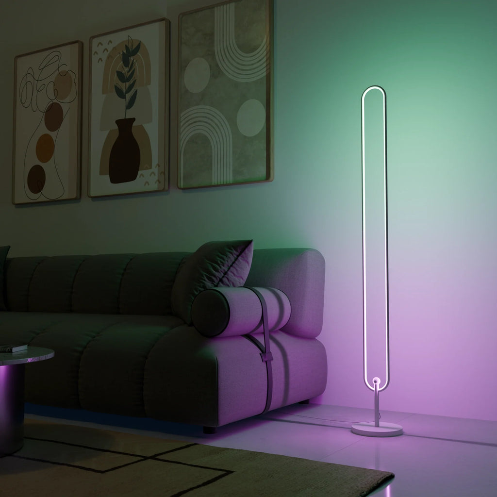 Modern Slim Black Infinity Floor Lamp for Living Room or Office Decor