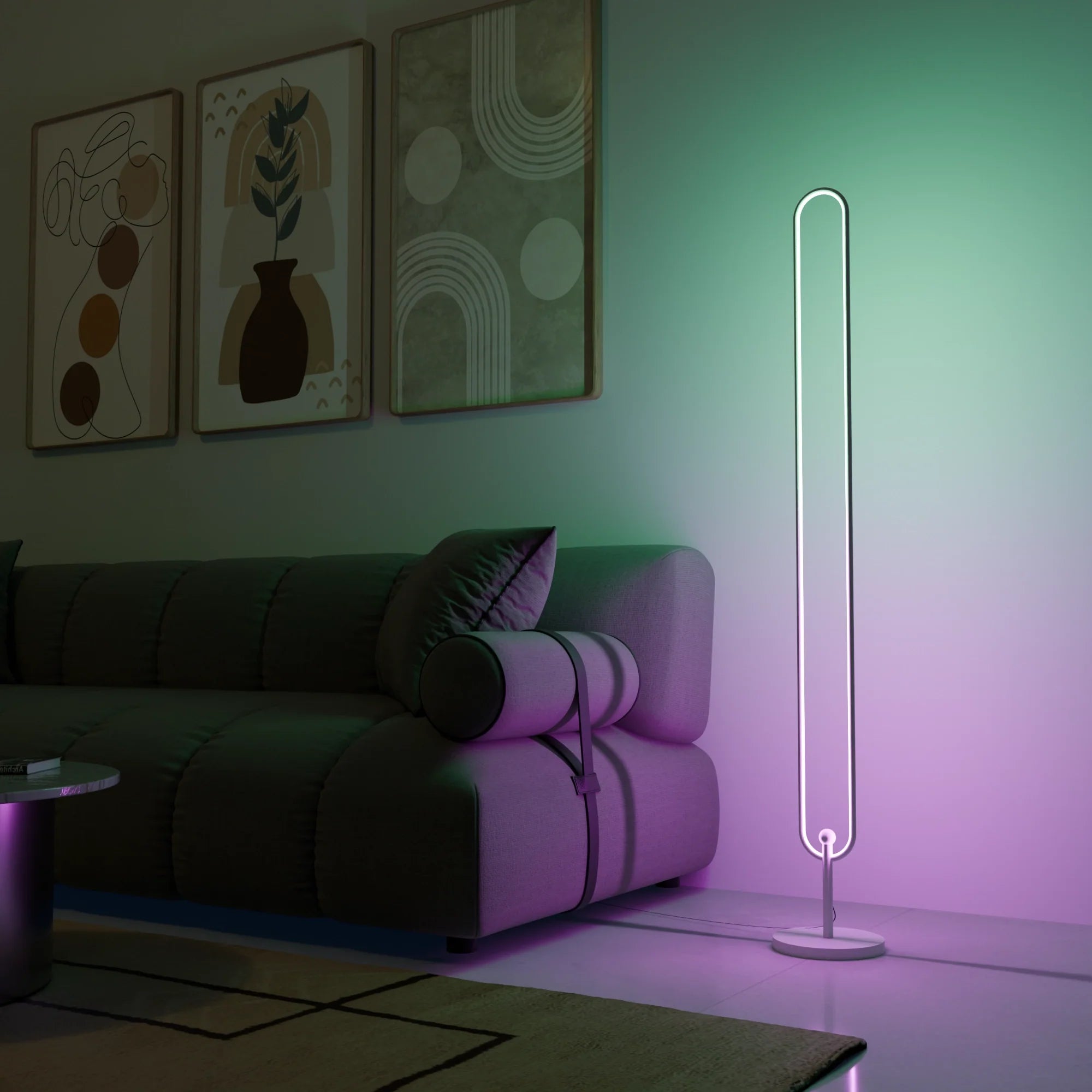 Stylish Modern White LED Infinity Floor Lamp for Living Room Decor