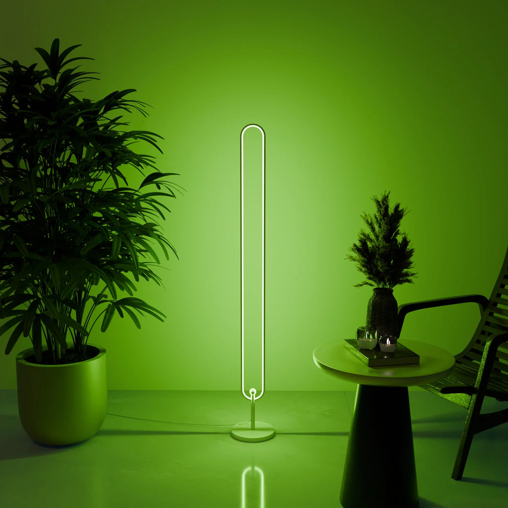 Modern Slim Black Infinity Floor Lamp for Living Room or Office Decor