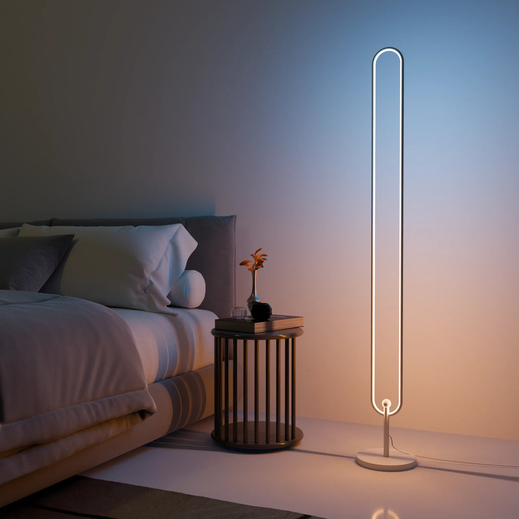 Modern Slim Black Infinity Floor Lamp for Living Room or Office Decor
