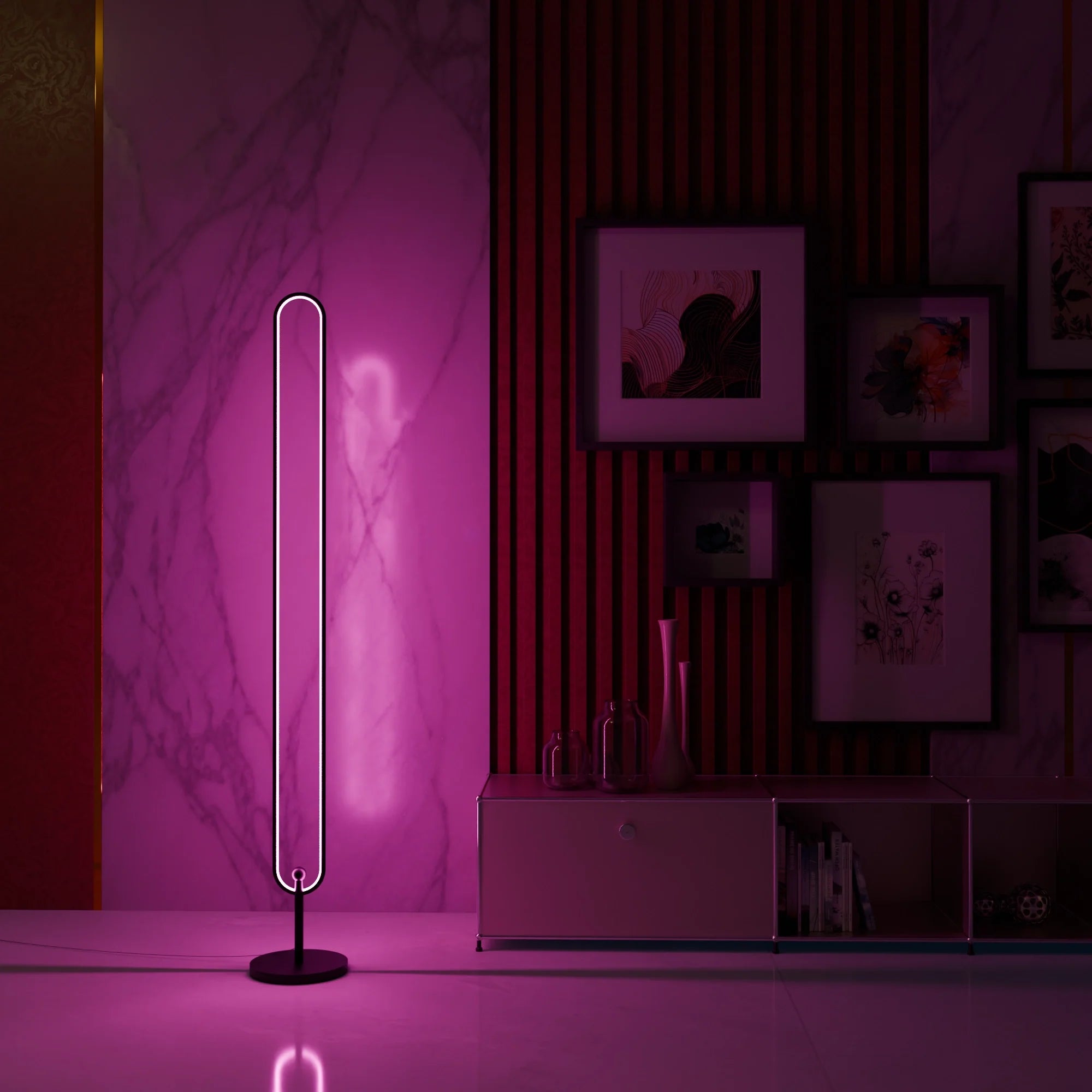 Stylish Modern White LED Infinity Floor Lamp for Living Room Decor