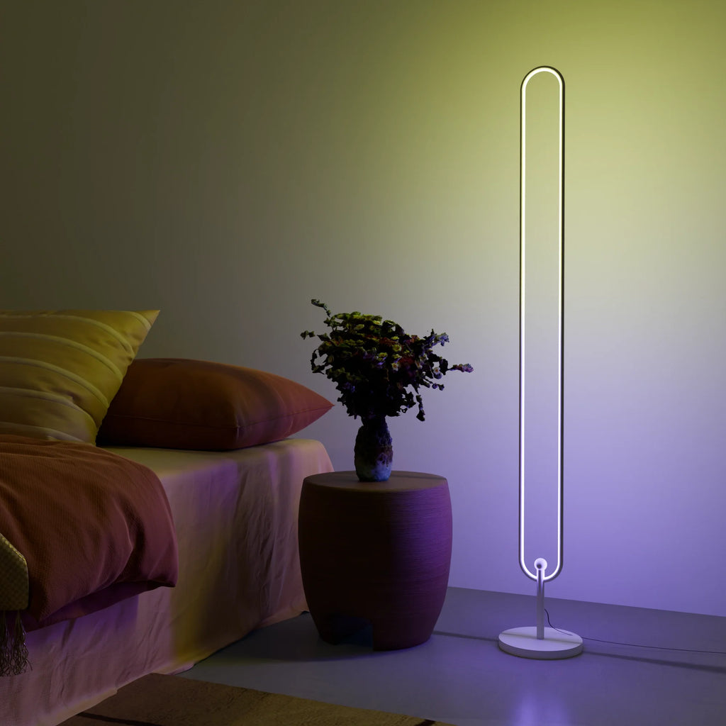Modern Slim Black Infinity Floor Lamp for Living Room or Office Decor