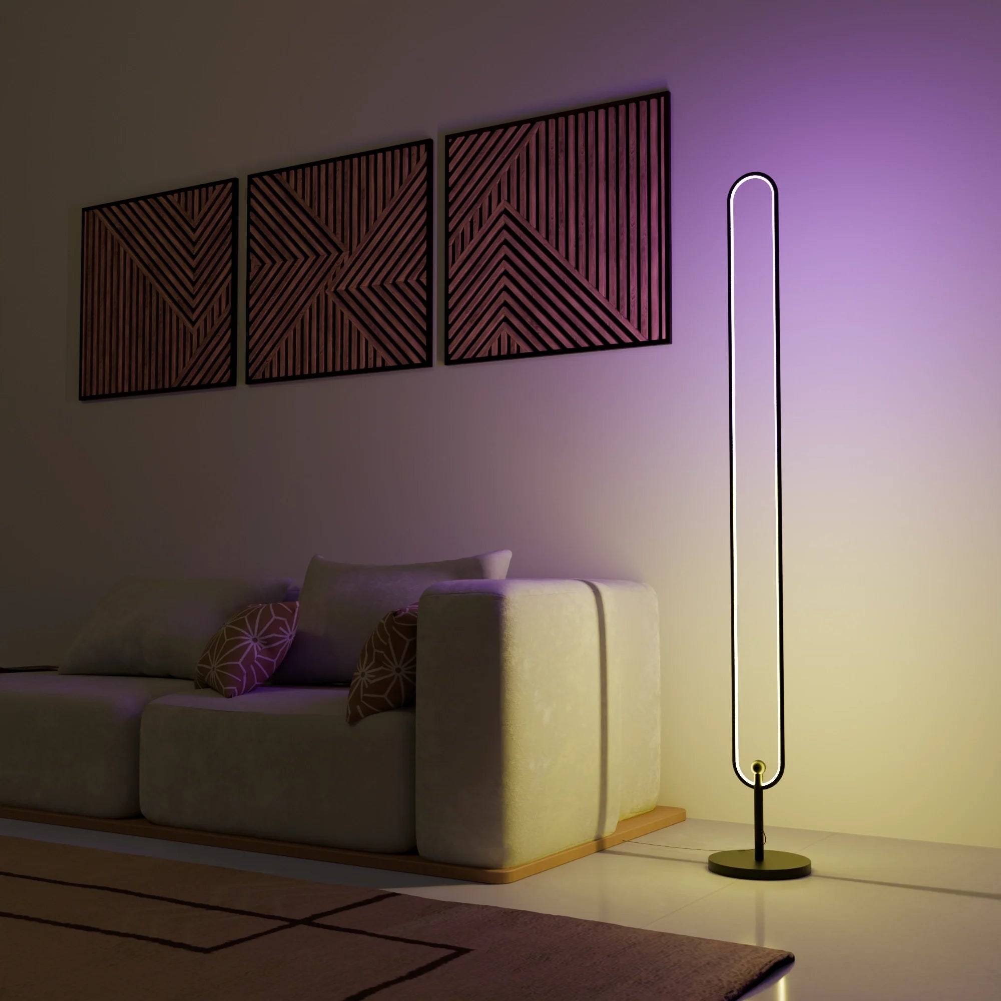 Modern Slim Black Infinity Floor Lamp for Living Room or Office Decor