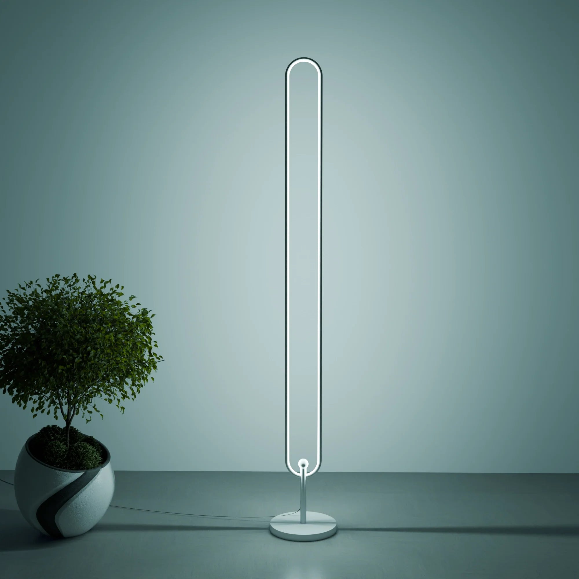 Modern Slim Black Infinity Floor Lamp for Living Room or Office Decor