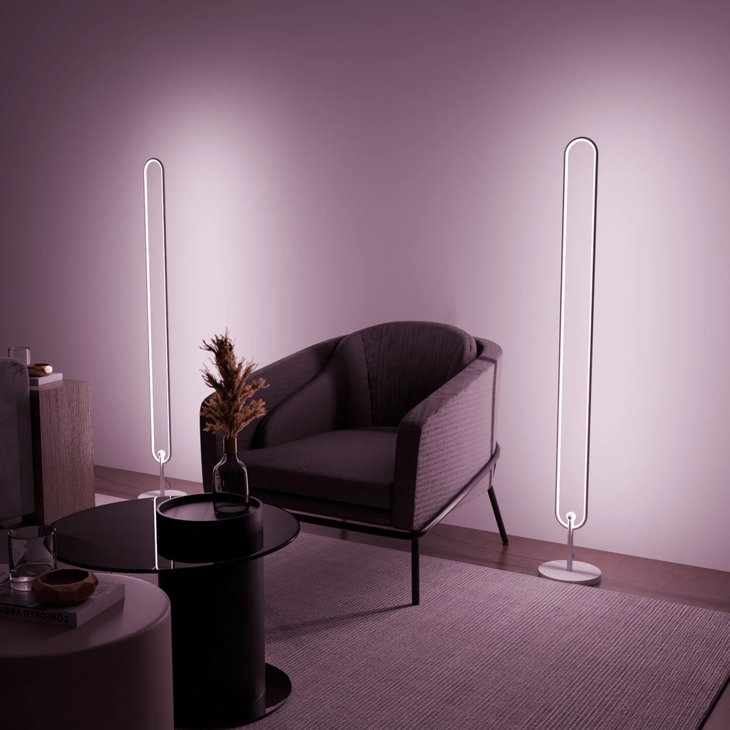 Modern Slim Black Infinity Floor Lamp for Living Room or Office Decor