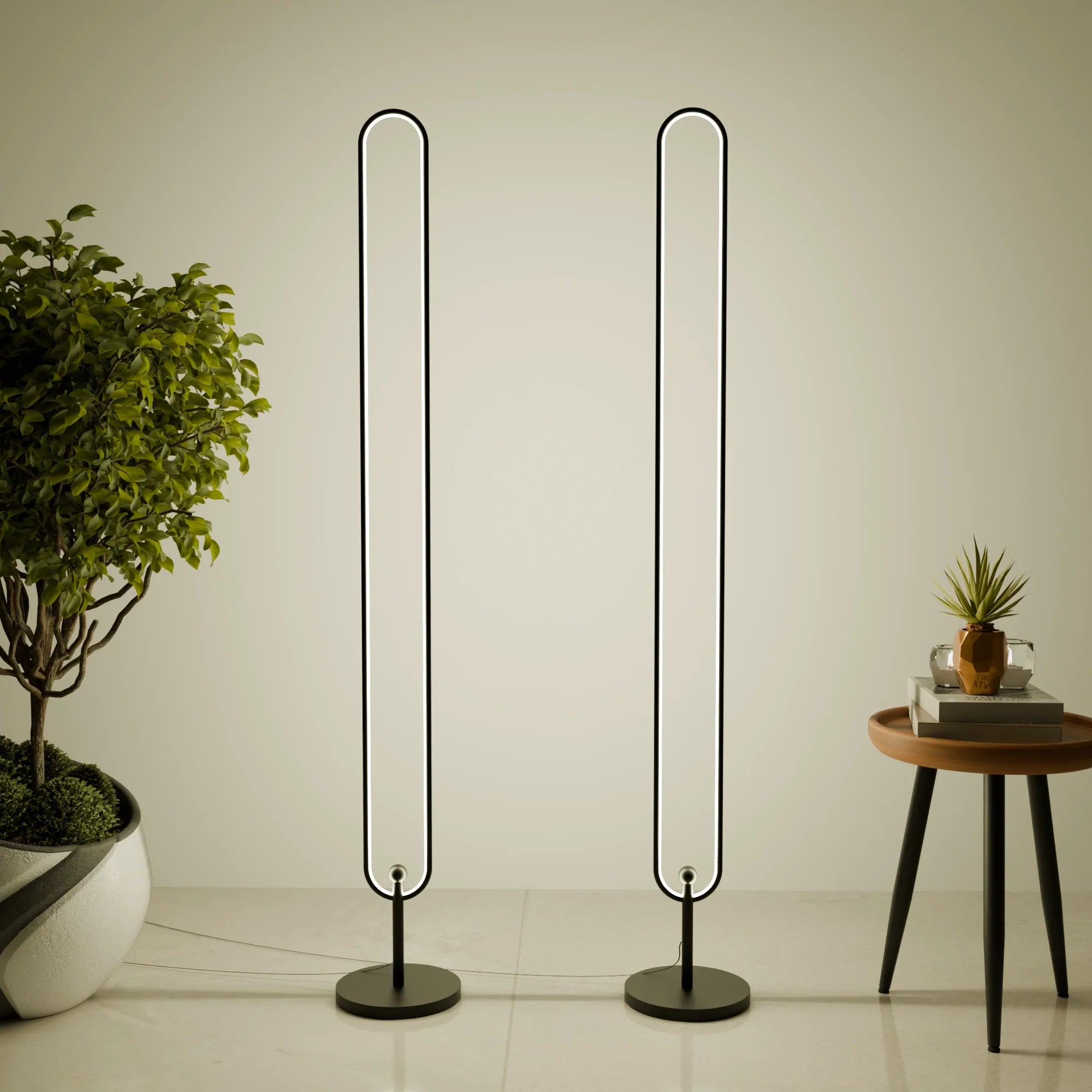 Stylish Modern White LED Infinity Floor Lamp for Living Room Decor