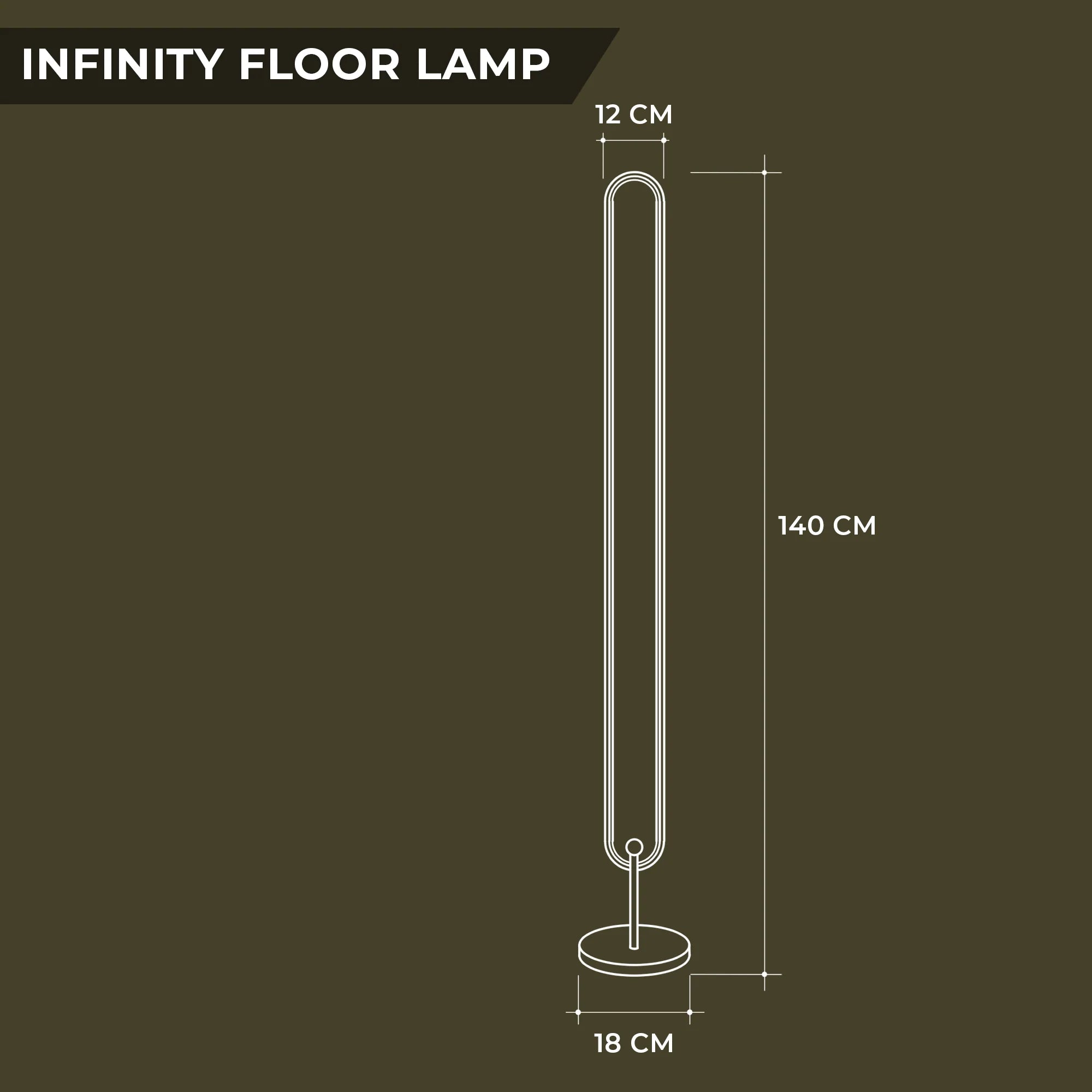 Modern Slim Black Infinity Floor Lamp for Living Room or Office Decor