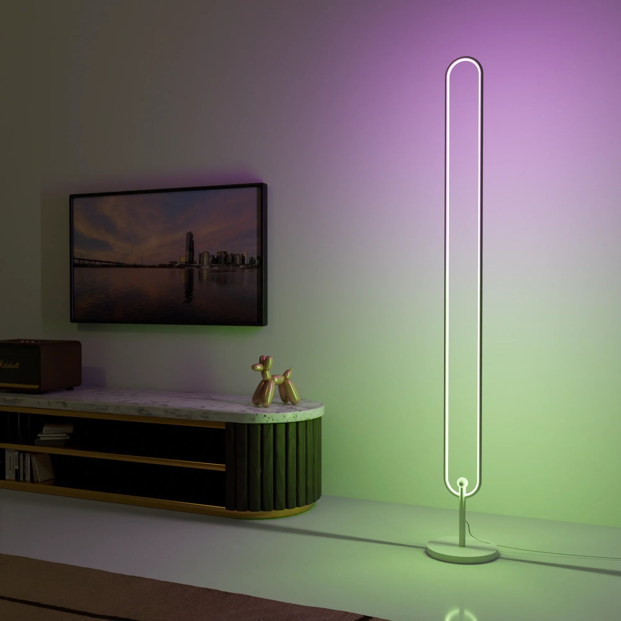 Modern Slim Black Infinity Floor Lamp for Living Room or Office Decor
