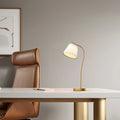 Stylish Black Metal Gooseneck Desk Lamp with Fabric Cone Shade for Home Office