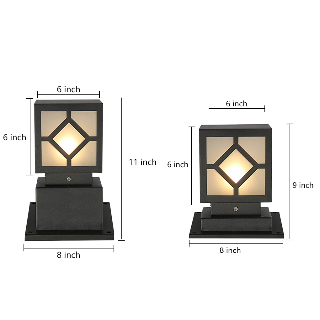 Retro European Solar Square Bollard Light for Garden Pathway Lighting