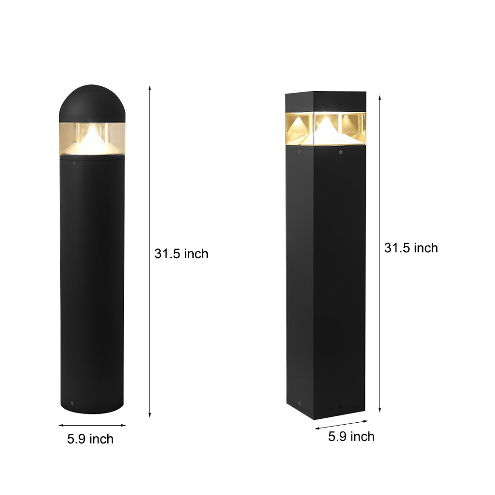 Sleek Black Waterproof LED Landscape Bollard Light for Outdoor Gardens
