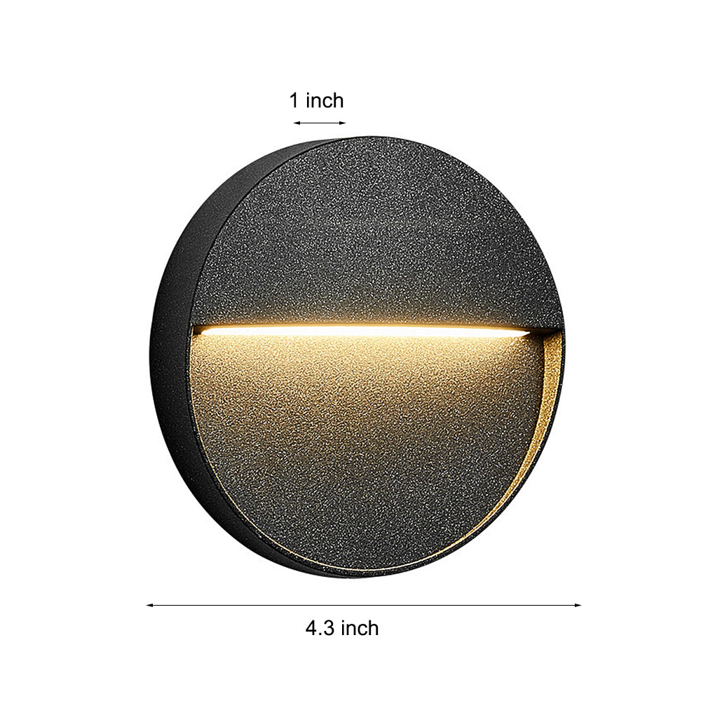 Modern Round Waterproof LED Outdoor Stair Wall Lights - Black Sconces