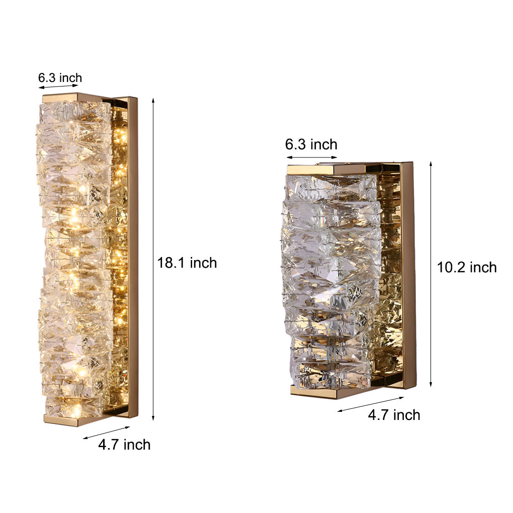Modern Crystal LED Wall Sconce Light with Three Dimming Levels for Living Room