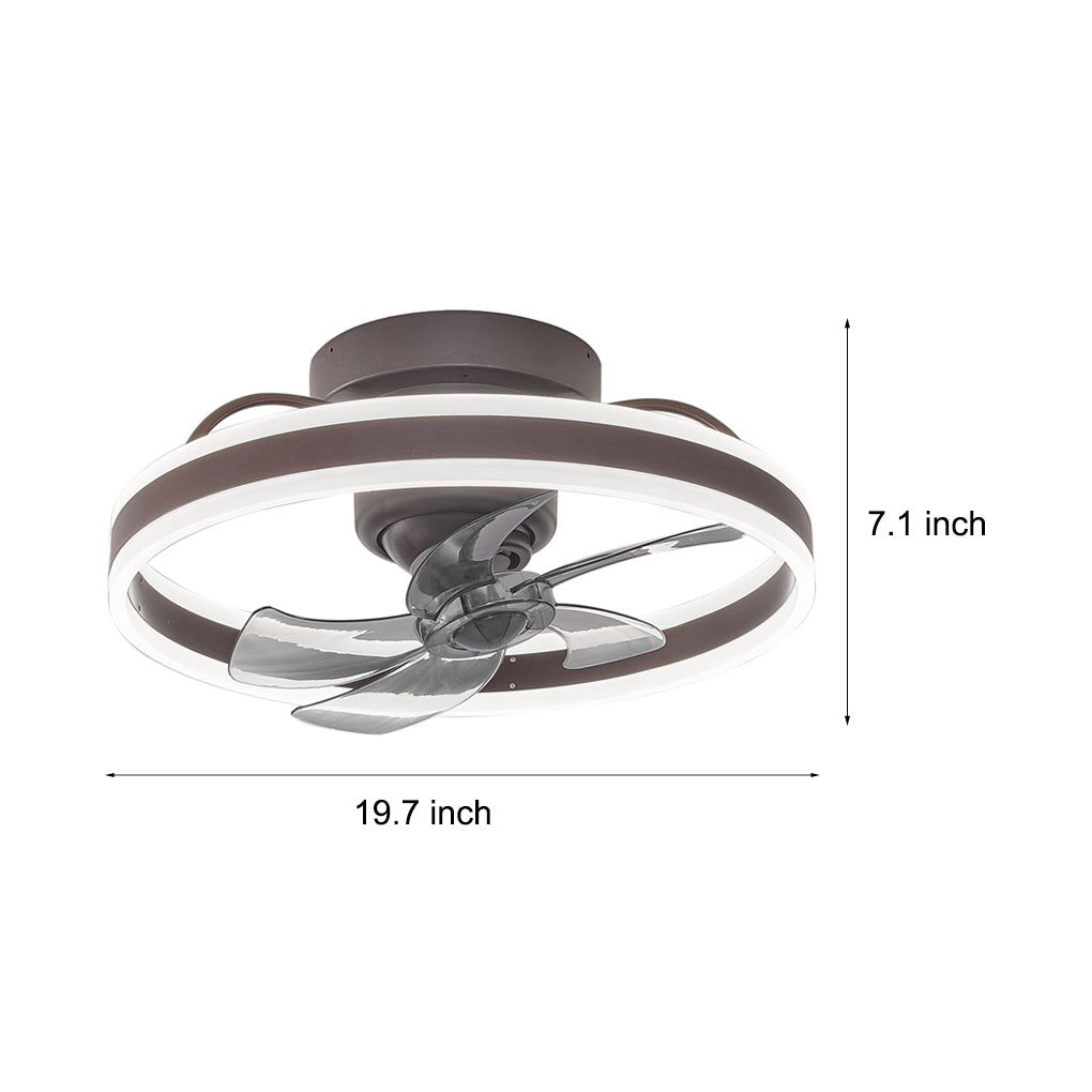 Modern White Round LED Ceiling Fan Light with 360° Rotation for Living Room