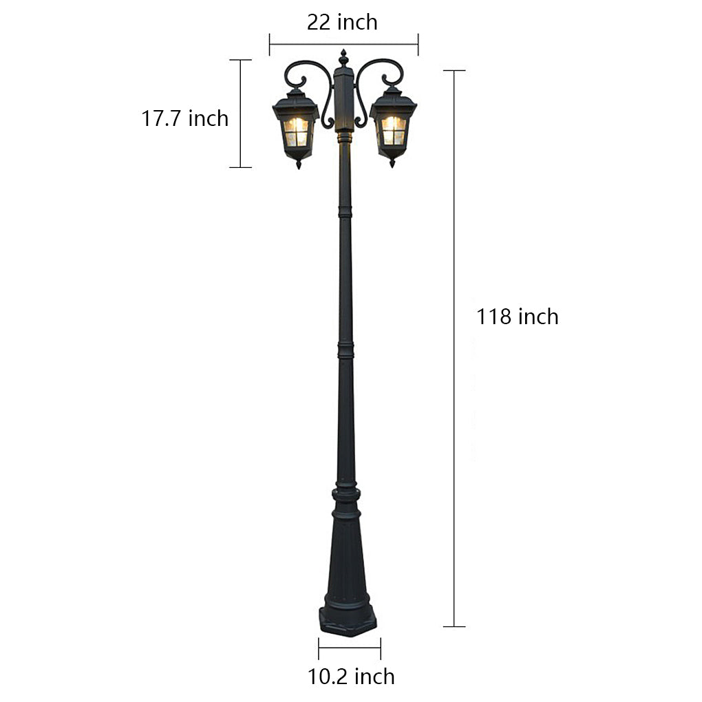 Elegant Waterproof Black Metal European-Style Outdoor Light Post