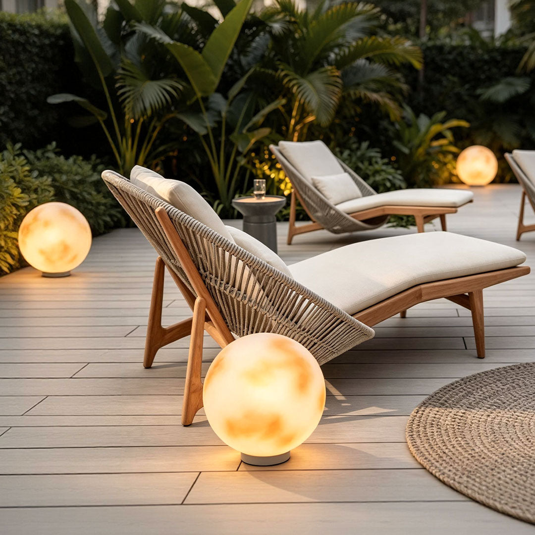 Elegant Moon-Shaped Outdoor Stone Pillar Light for Garden Pathway Decor