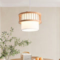 Traditional Japanese Wood Fabric 1/4-Light Chandelier for Dining Room
